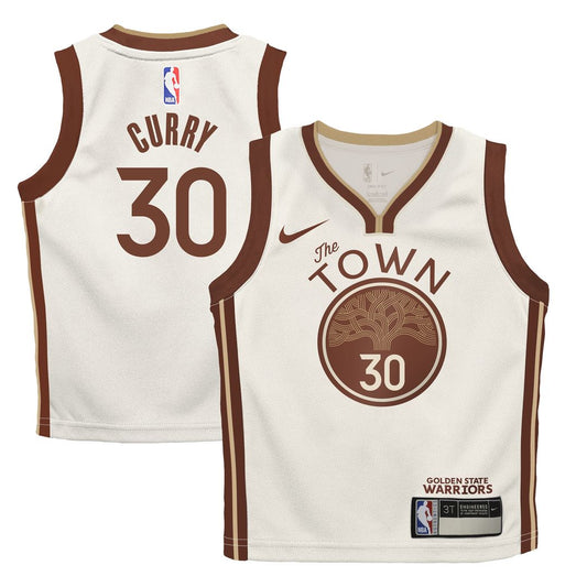 Golden State Warriors Stephen Curry Nike Preschool 2025/26 City Edition Swingman Jersey - Tan Team Jersey Sports Fan Apparel