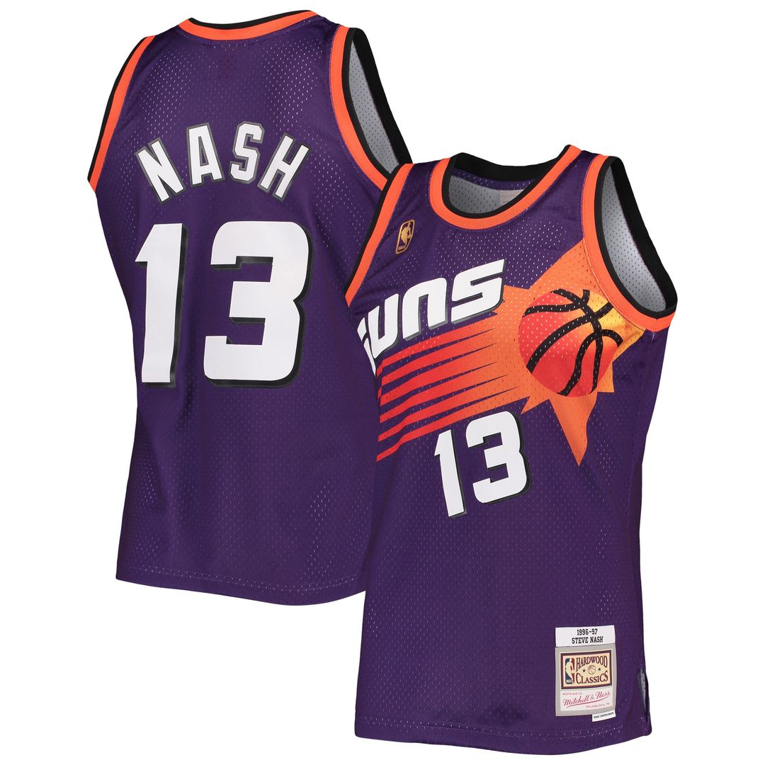 Phoenix Suns Steve Nash Mitchell & Ness 1996/97 Hardwood Classics Swingman Jersey - Purple Team Jersey Sports Fan Apparel
