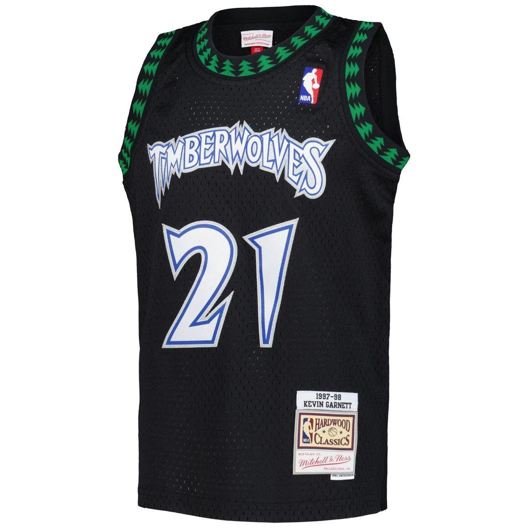 Minnesota Timberwolves Kevin Garnett Mitchell & Ness Youth 1997/98 Hardwood Classics Swingman Jersey - Black Team Jersey Sports Fan Apparel