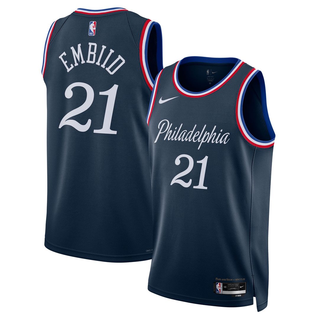 Philadelphia 76ers Joel Embiid Nike Unisex 2025/26 Swingman Jersey - Navy - City Edition Team Jersey Sports Fan Apparel