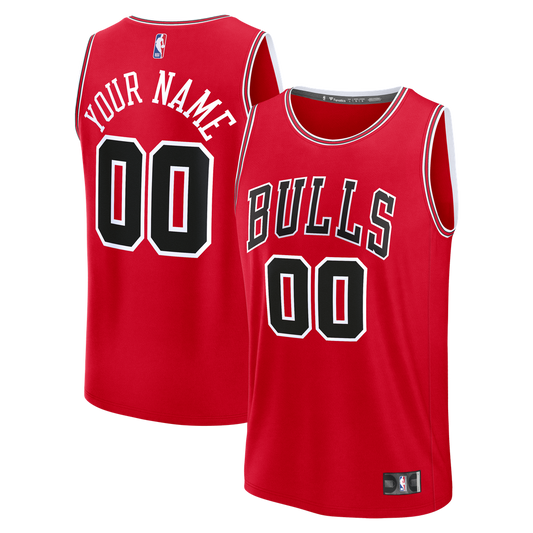 Chicago Bulls Fanatics Youth Fast Break Custom Jersey - Icon Edition - Red Team Jersey Sports Fan Apparel