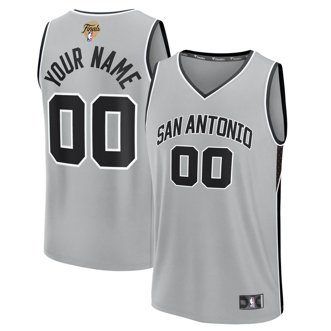 San Antonio Spurs Fanatics Youth 2026 NBA Finals Fast Break Custom Jersey - Statement Edition - Silver Team Jersey Sports Fan Apparel