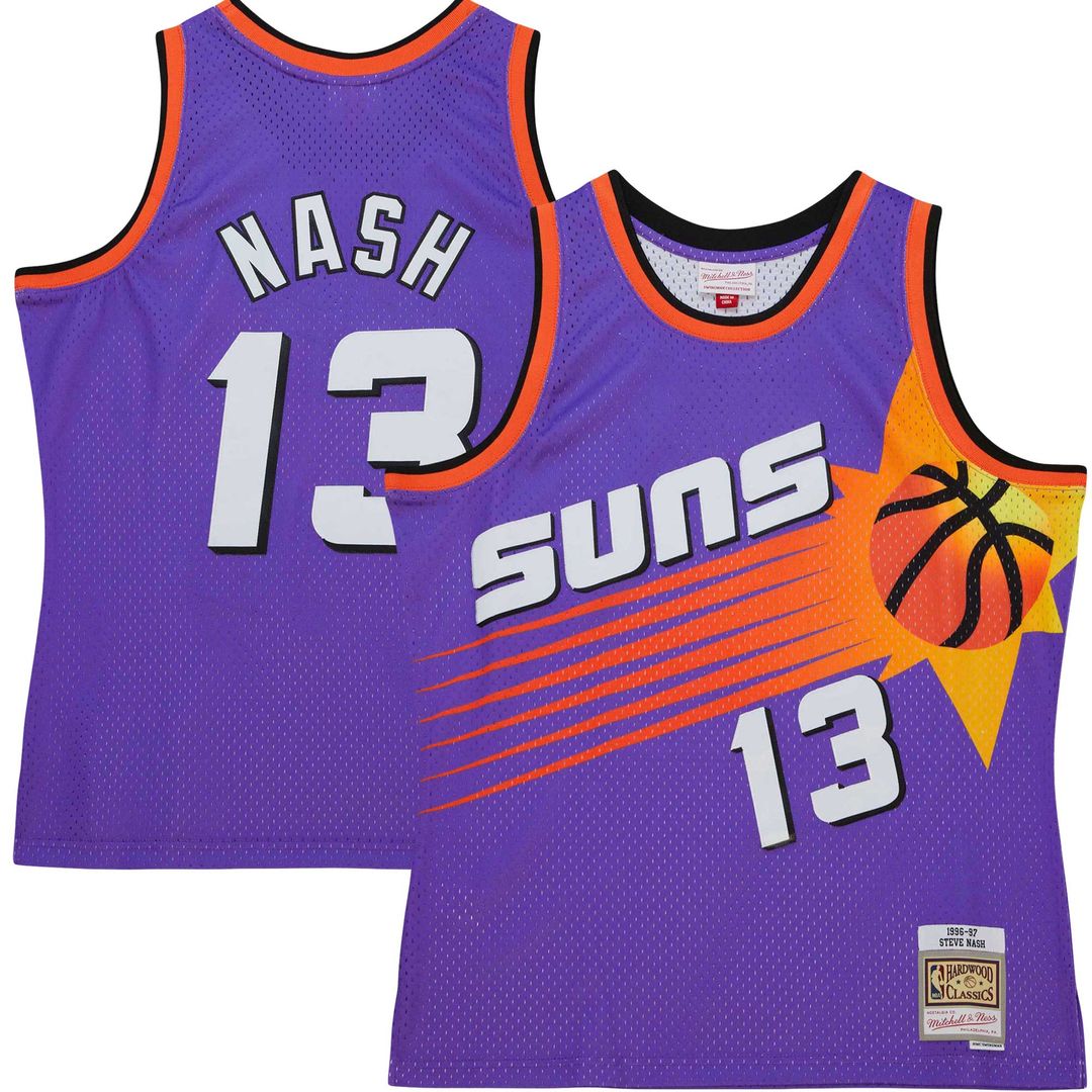 Phoenix Suns Steve Nash Mitchell & Ness Hardwood Classics 1996/97 Tropical Swingman Jersey - Purple Team Jersey Sports Fan Apparel