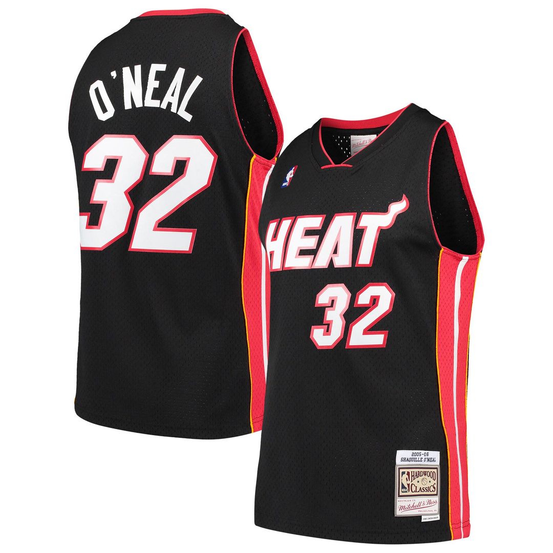 Miami Heat Shaquille O'Neal Mitchell & Ness Hardwood Classics Swingman Jersey - Black Team Jersey Sports Fan Apparel