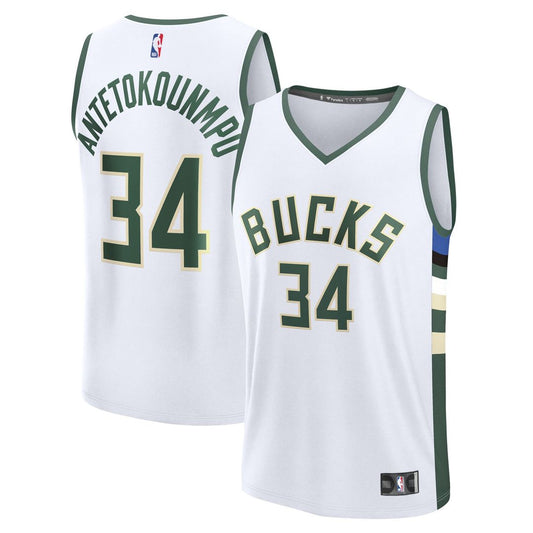 Milwaukee Bucks Giannis Antetokounmpo Fanatics Fast Break Replica Player Jersey - Association Edition - White Team Jersey Sports Fan Apparel