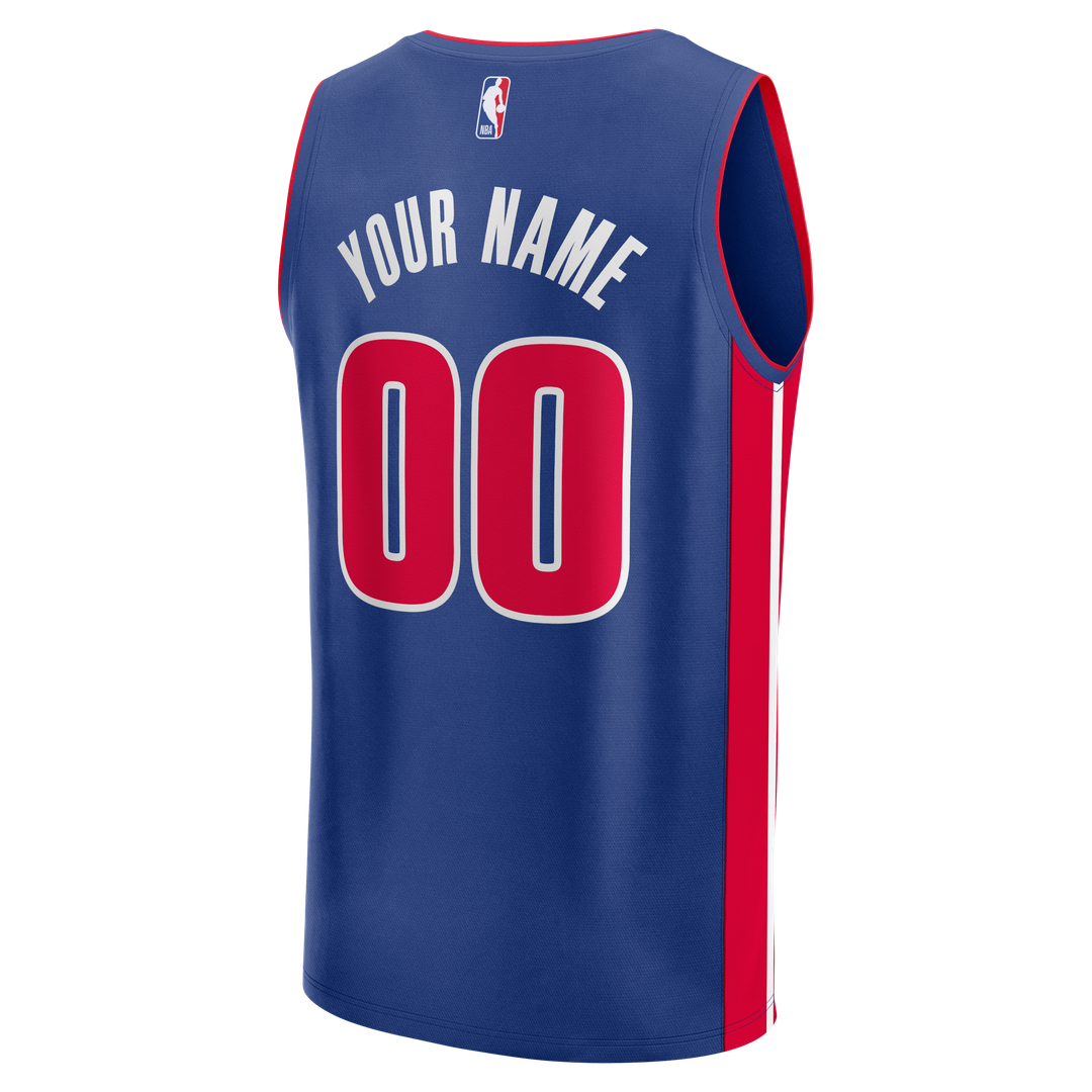 Detroit Pistons Fanatics Fast Break Custom Jersey - Icon Edition - Blue Team Jersey Sports Fan Apparel