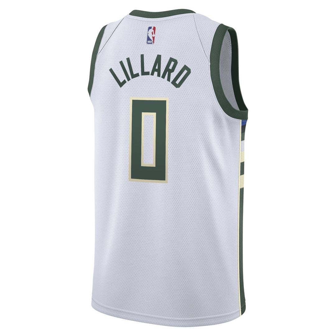 Milwaukee Bucks Damian Lillard Nike Unisex Swingman Player Jersey - Association Edition - White Team Jersey Sports Fan Apparel
