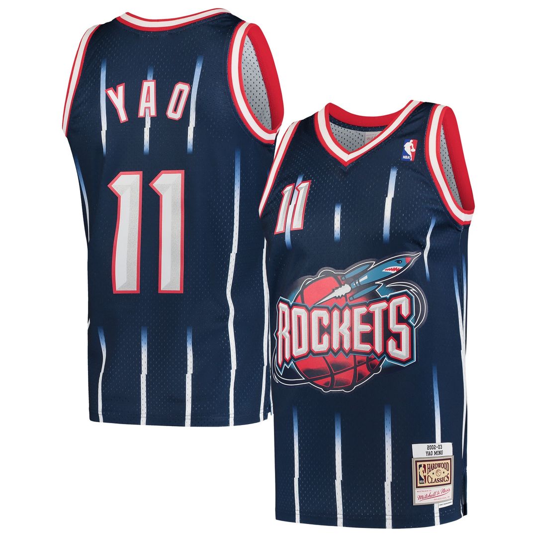 Houston Rockets Yao Ming Mitchell & Ness 2002/03 Hardwood Classics Swingman Jersey - Navy Team Jersey Sports Fan Apparel