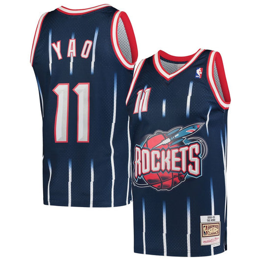 Houston Rockets Yao Ming Mitchell & Ness 2002/03 Hardwood Classics Swingman Jersey - Navy Team Jersey Sports Fan Apparel