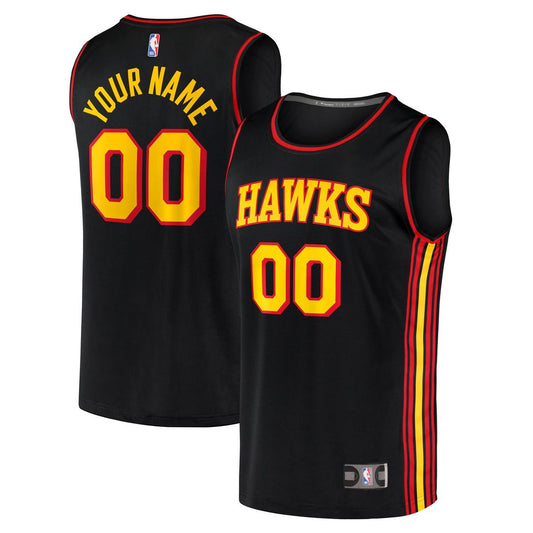 Atlanta Hawks Fanatics Youth Fast Break Replica Custom Jersey - Statement Edition - Black Team Jersey Sports Fan Apparel