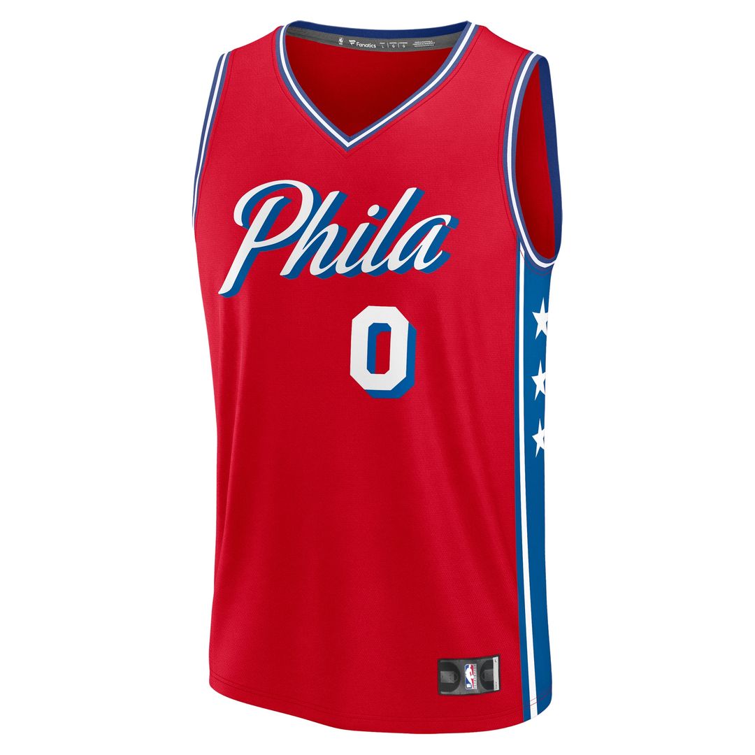 Philadelphia 76ers Tyrese Maxey Fanatics Fast Break Replica Player Jersey - Statement Edition - Red Team Jersey Sports Fan Apparel