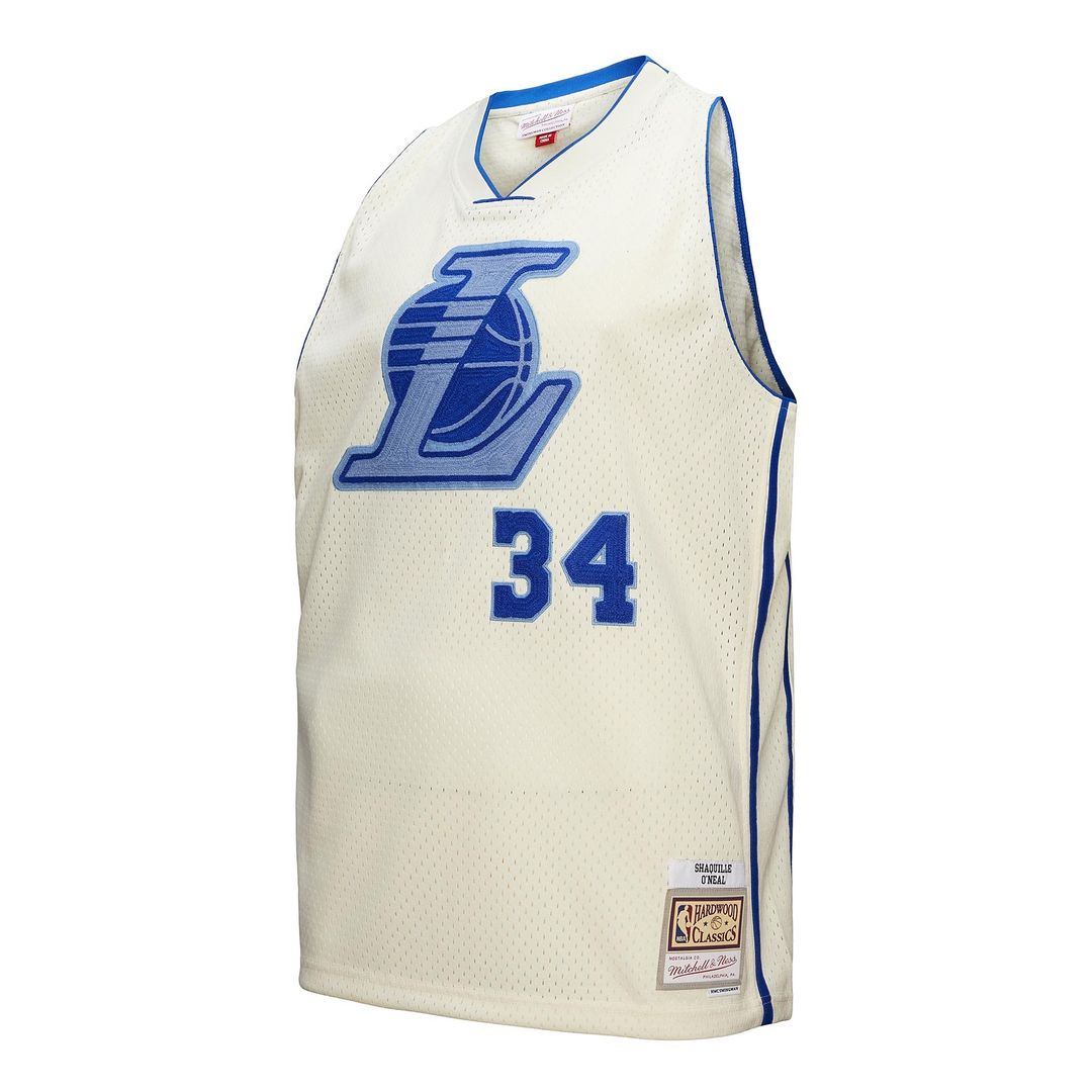 Los Angeles Lakers Shaquille O'Neal Mitchell & Ness Chainstitch Swingman Jersey - Cream Team Jersey Sports Fan Apparel