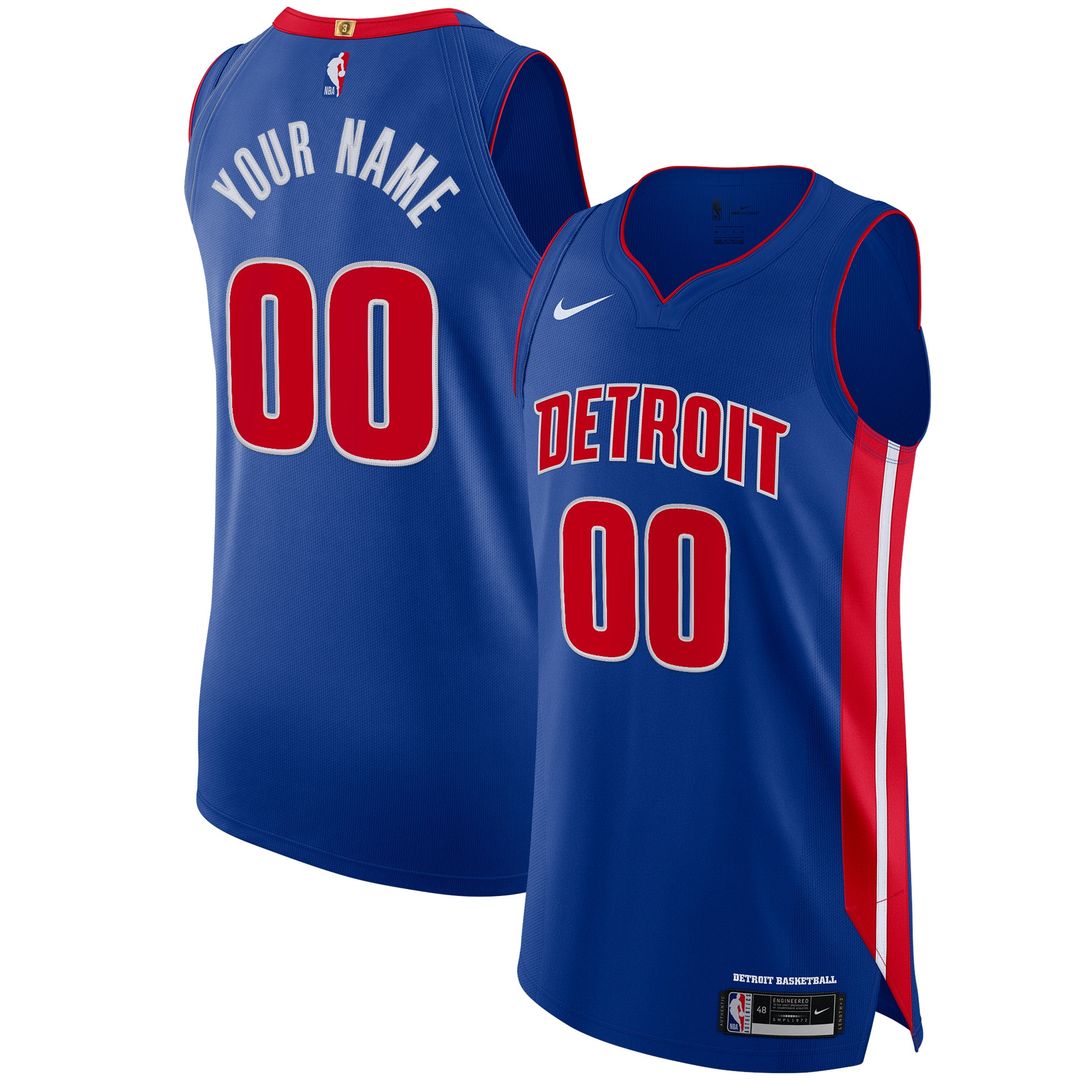 Detroit Pistons Nike Authentic Custom Jersey Blue - Icon Edition Team Jersey Sports Fan Apparel