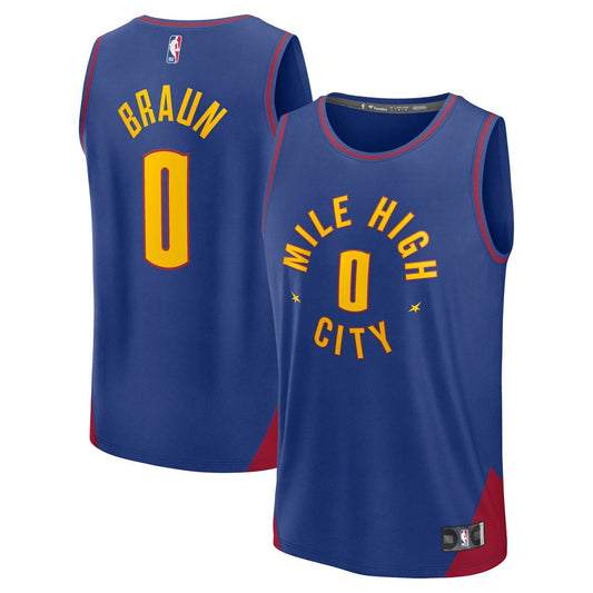 Denver Nuggets Christian Braun Fanatics Fast Break Replica Player Jersey - Statement Edition - Blue Team Jersey Sports Fan Apparel
