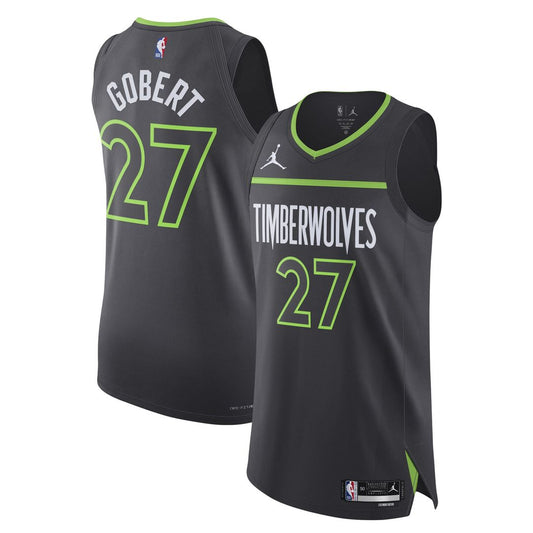 Minnesota Timberwolves Rudy Gobert Jordan Brand Authentic Jersey - Statement Edition - Anthracite Team Jersey Sports Fan Apparel