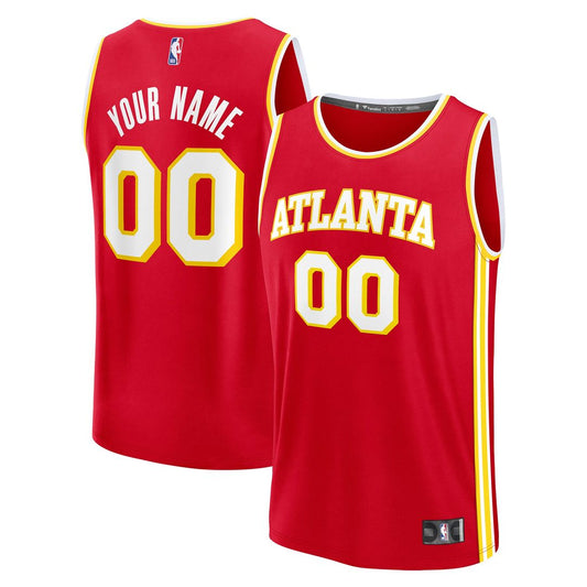 Atlanta Hawks Fanatics Fast Break Custom Jersey - Icon Edition - Red Team Jersey Sports Fan Apparel
