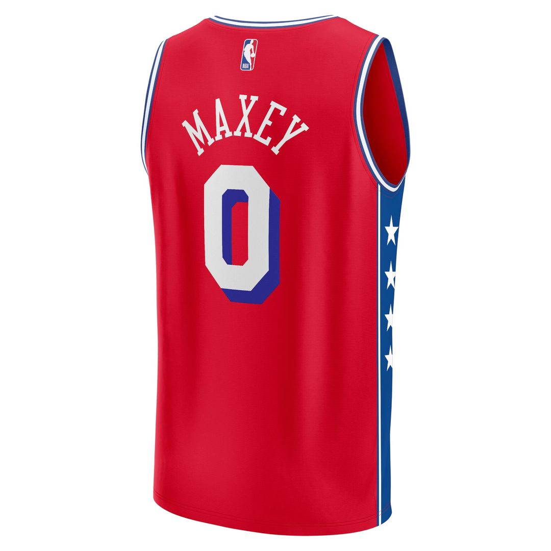 Philadelphia 76ers Tyrese Maxey Fanatics Fast Break Replica Player Jersey - Statement Edition - Red Team Jersey Sports Fan Apparel