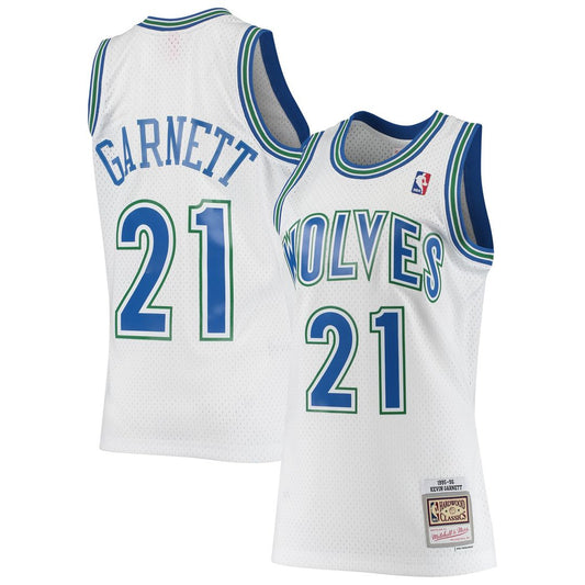 Minnesota Timberwolves Kevin Garnett Mitchell & Ness 1995/96 Hardwood Classics Swingman Jersey - White Team Jersey Sports Fan Apparel