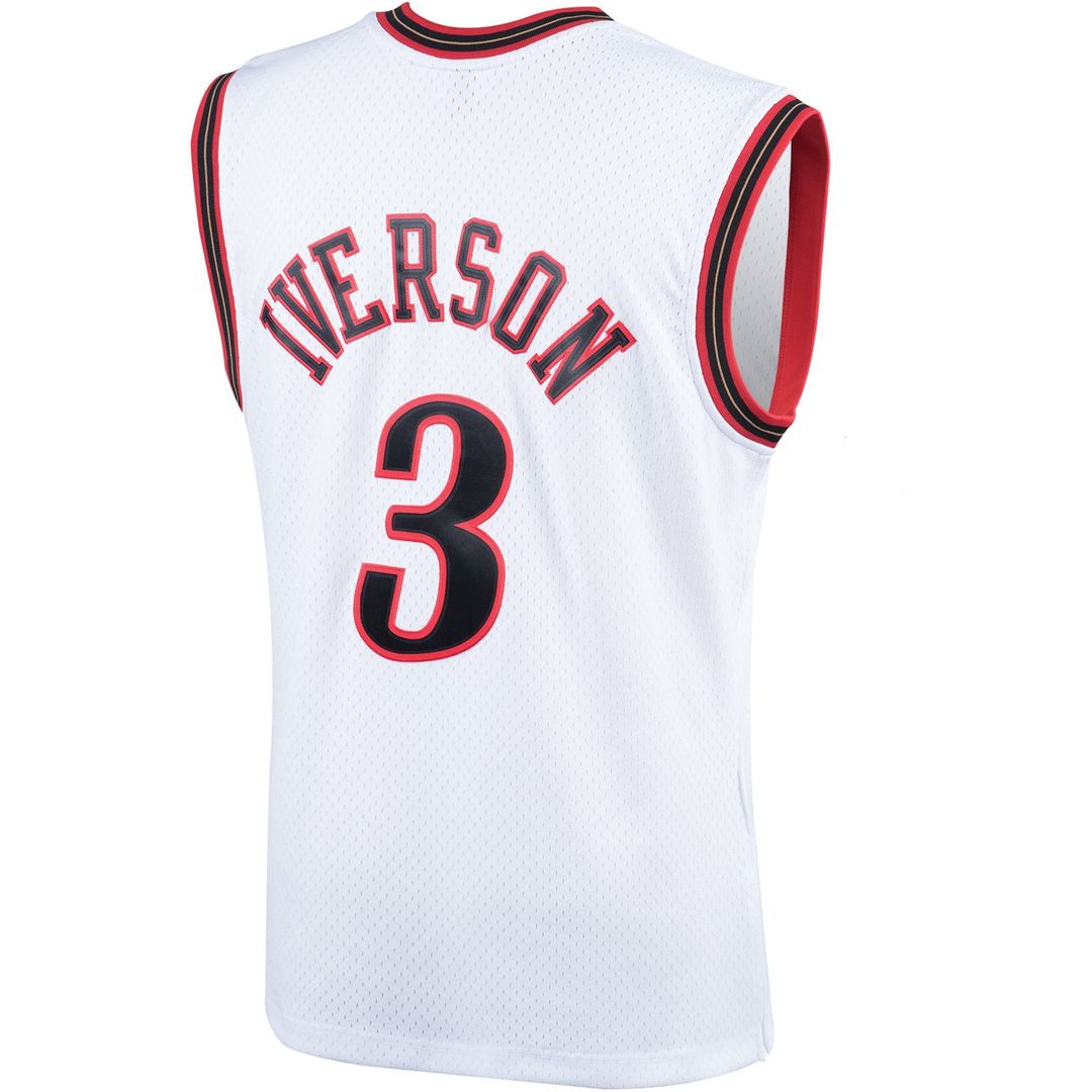 Philadelphia 76ers Allen Iverson Mitchell & Ness Hardwood Classics Swingman Jersey - White Team Jersey Sports Fan Apparel